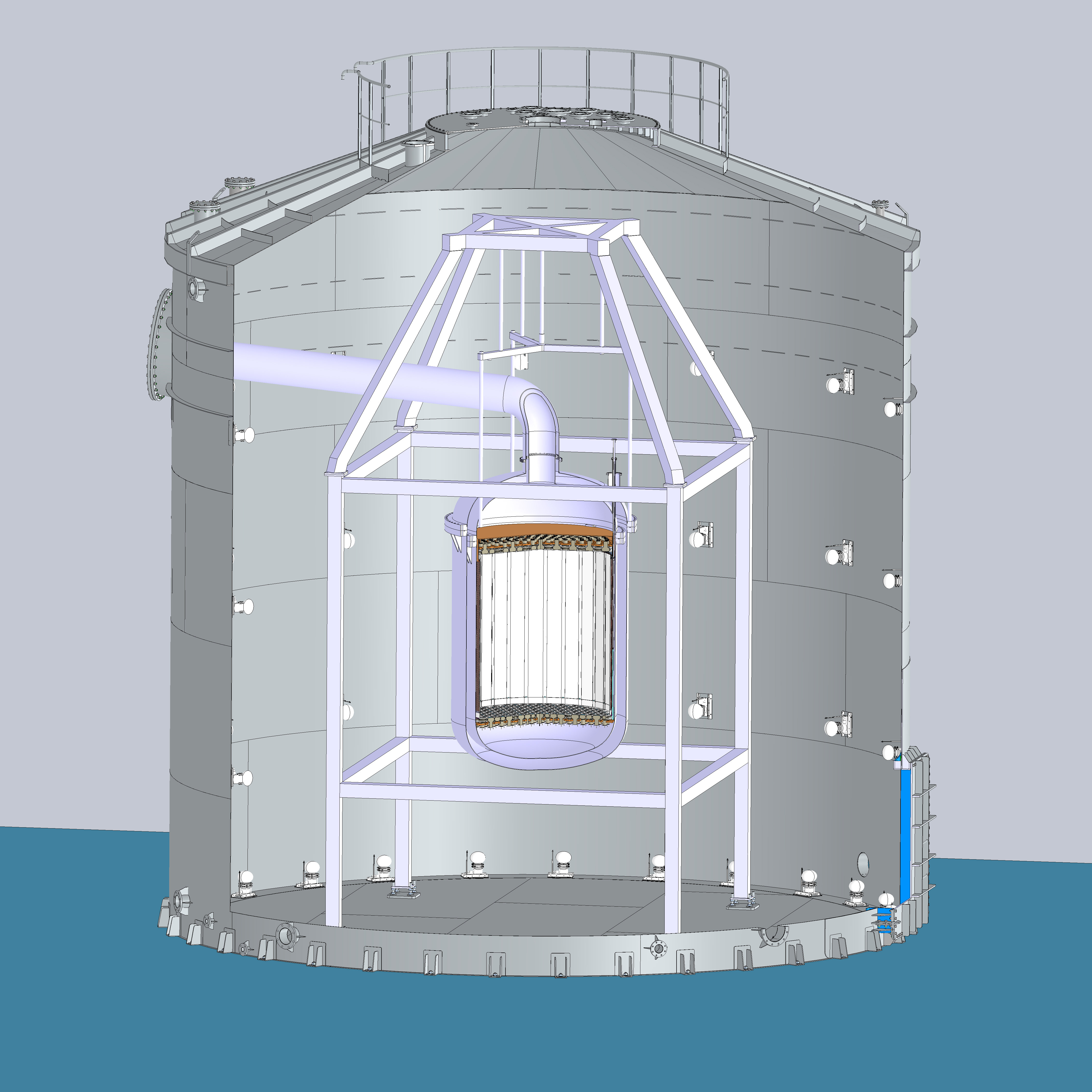 A possible realisation of the DARWIN detector inside its Cerenkov shield.